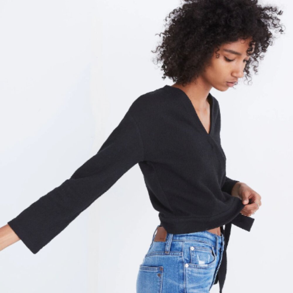 🖤✨ Madewell Texture & Thread Wrap Top - Black - Size M 🖤✨